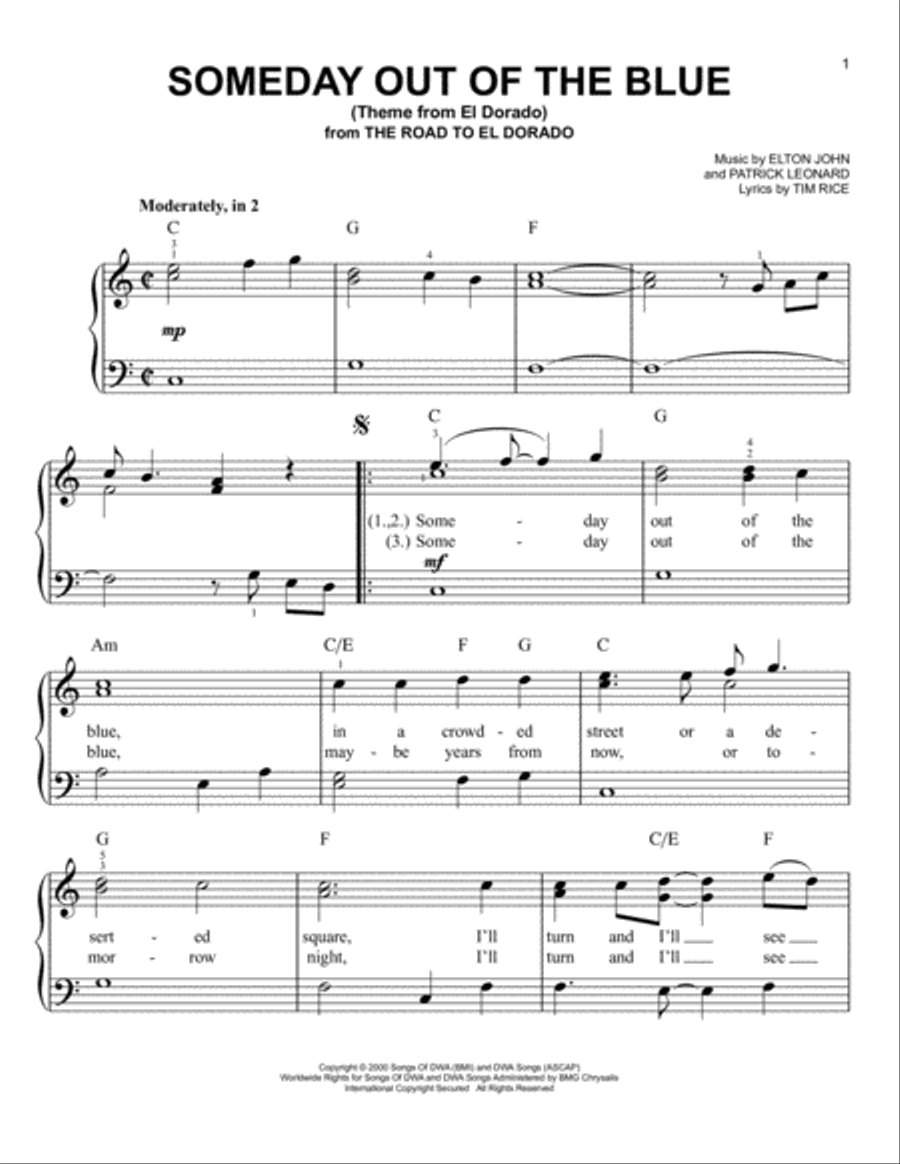Someday Out Of The Blue (Theme from El Dorado) Voice scores gallery preview page 1