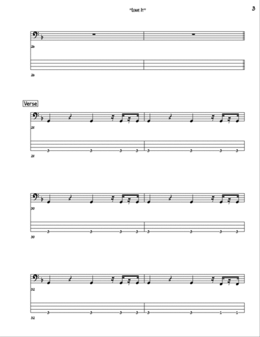 Leave It Leave It Bass Guitar scores gallery preview page 3