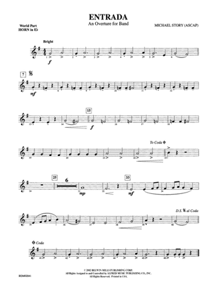 Entrada (An Overture for Band): (wp) 1st Horn in E-flat
