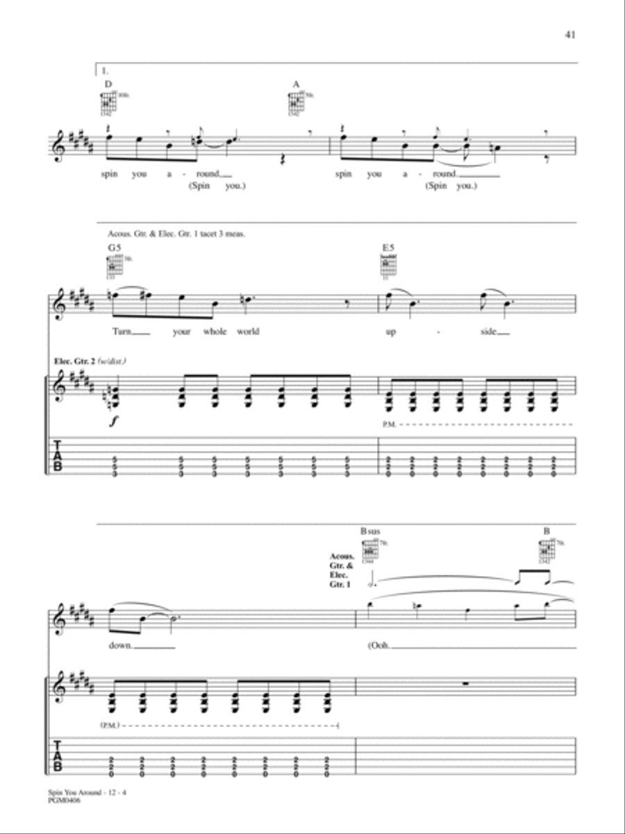 Spin You Around Guitar Tablature scores gallery preview page 4