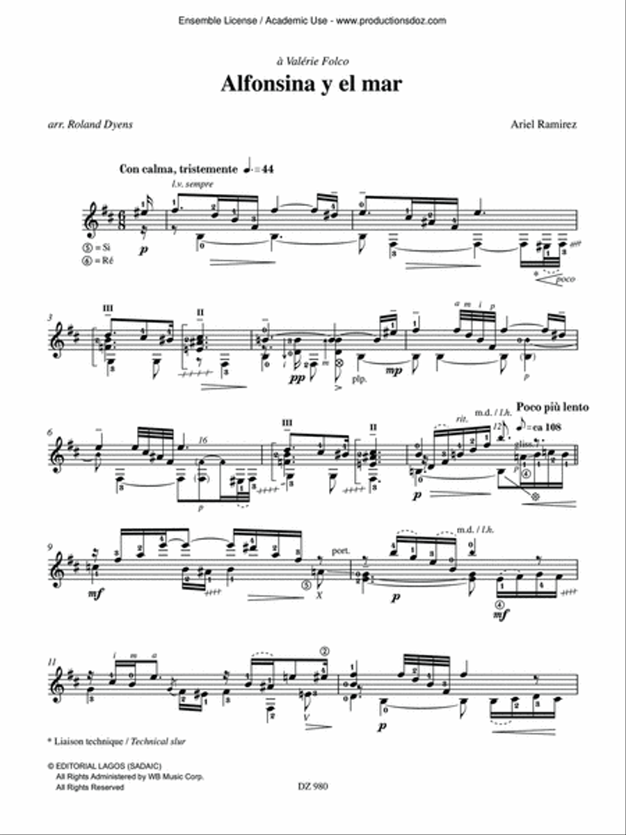 Alfonsina y el mar Classical Guitar scores gallery preview page 5
