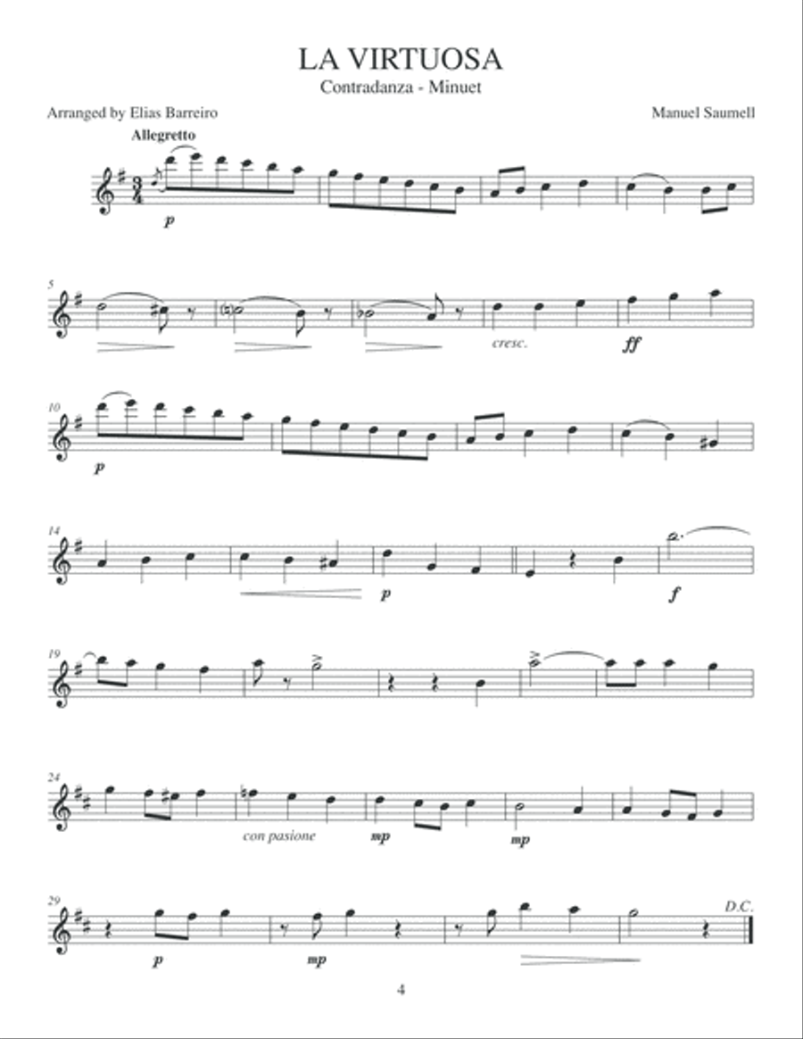 Contradanzas Habaneras for Guitar and Flute Flute scores gallery preview page 5