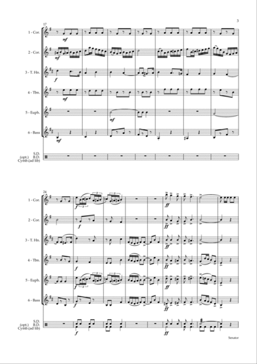 Senator - Grand Contest March by George Allan - arranged for brass sextet Brass Ensemble scores gallery preview page 3
