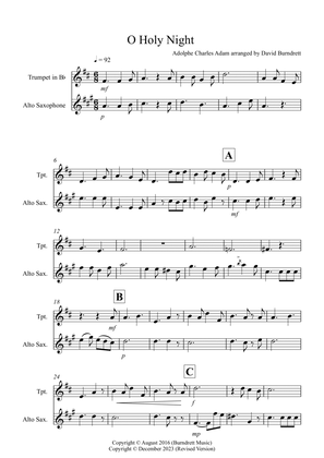 O Holy Night for Trumpet and Alto Saxophone Duet