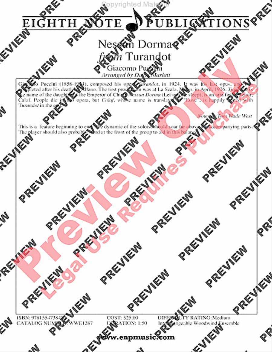 Nessun Dorma (from Turandot) Woodwind Ensemble scores gallery preview page 2