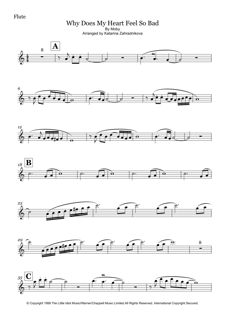 Why Does My Heart Feel So Bad? Flute Solo scores gallery preview page 1