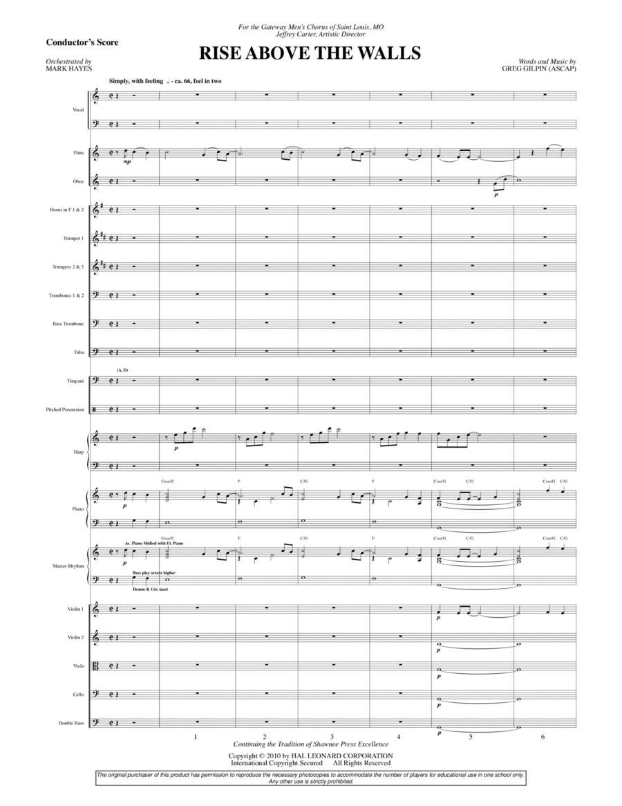 Rise Above The Walls - Full Score Choir scores gallery preview page 1