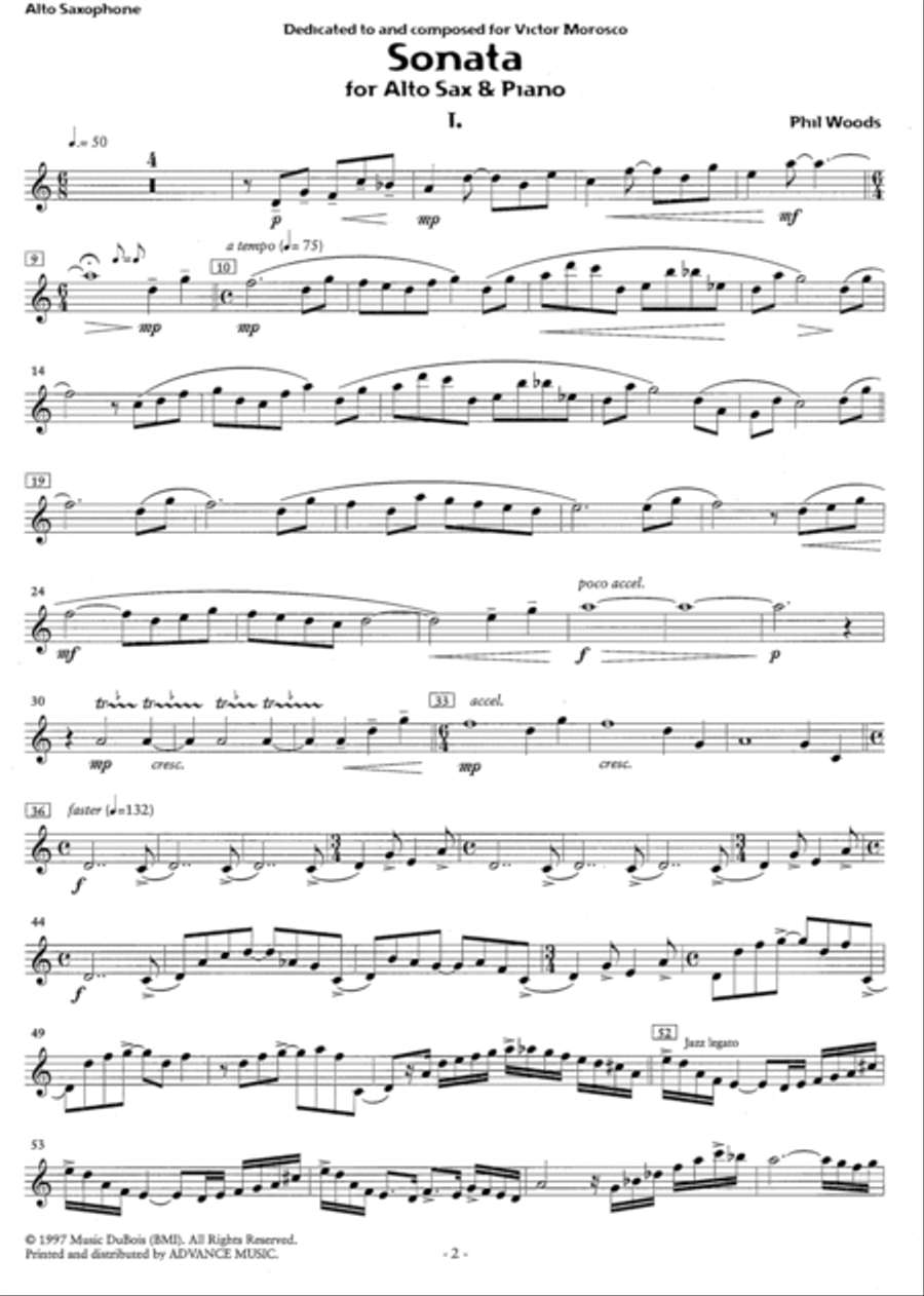 Sonata for Alto Sax and Piano Small Ensemble scores gallery preview page 2