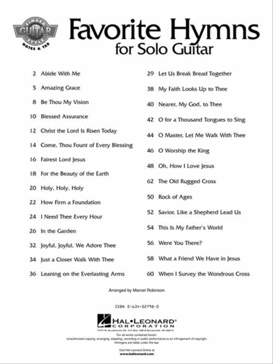 Favorite Hymns for Solo Guitar Electric Guitar scores gallery preview page 3