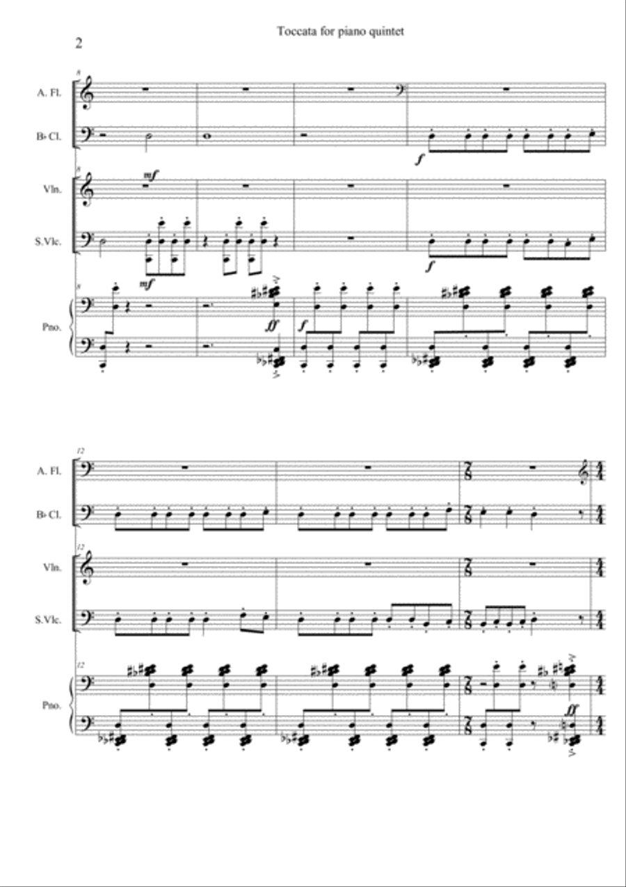 Toccata for Piano Quintet Small Ensemble scores gallery preview page 2