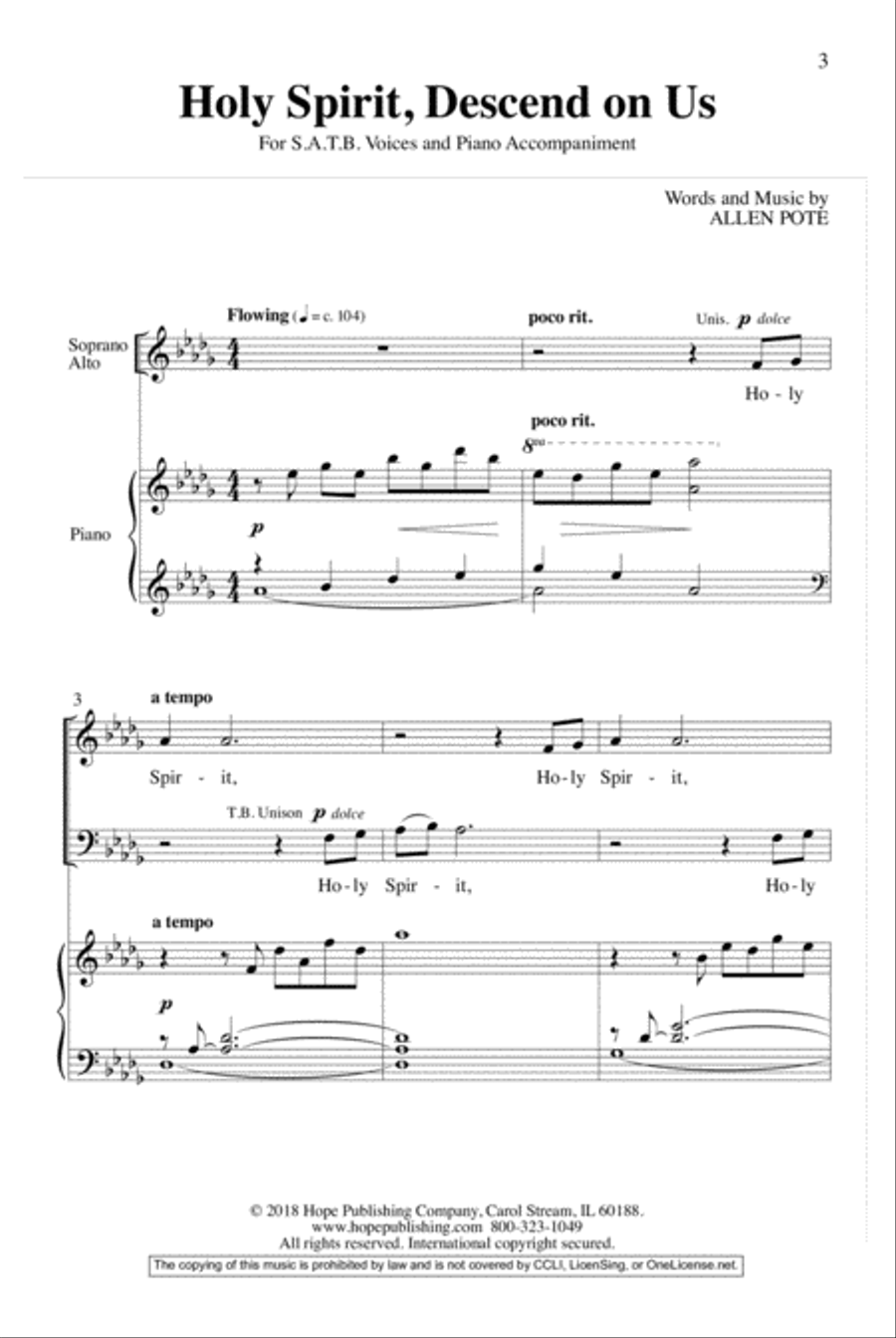 Holy Spirit, Descend On Us 4-Part scores gallery preview page 2