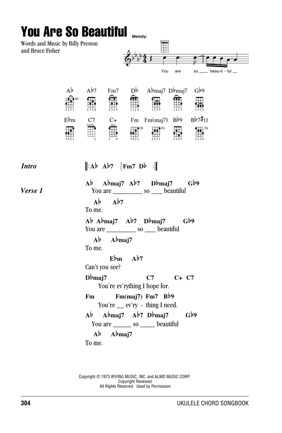 You Are So Beautiful Ukulele scores gallery preview page 1