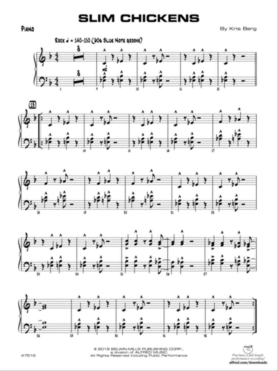 Slim Chickens: Piano Accompaniment Jazz Ensemble scores gallery preview page 1