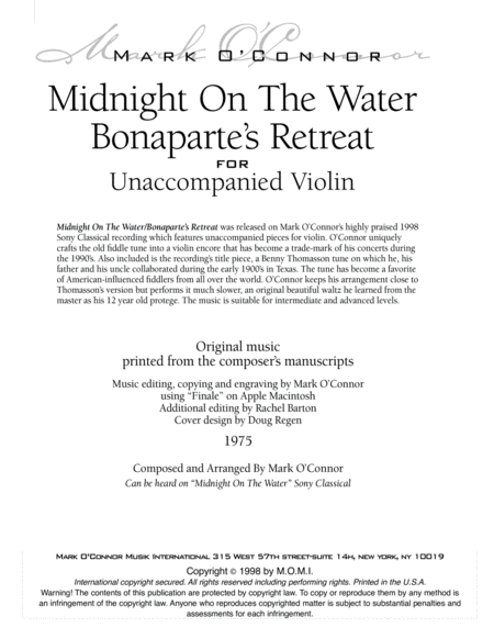 Midnight On The Water / Bonaparte’s Retreat (unaccompanied violin) image number null