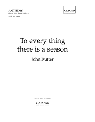 Book cover for To every thing there is a season