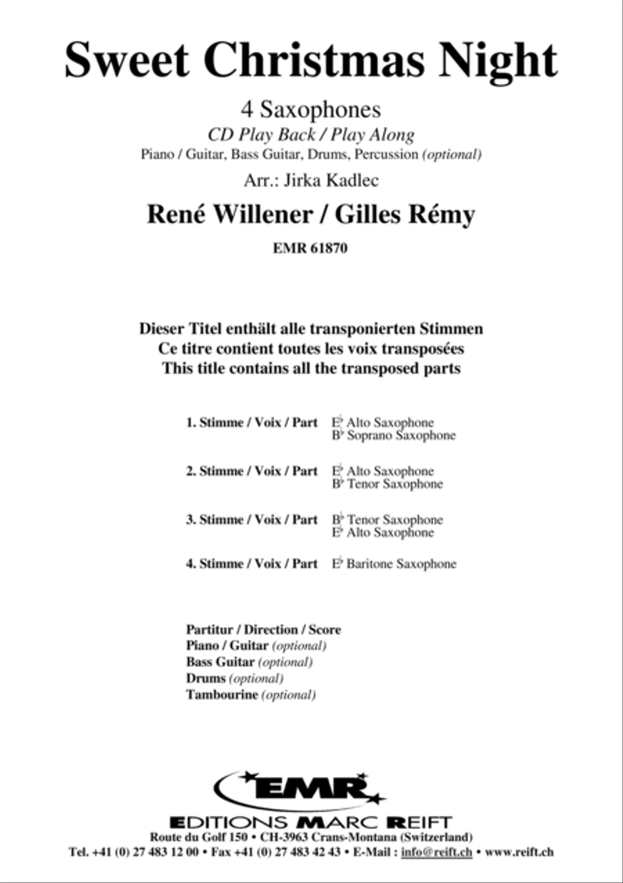 Sweet Christmas Night Saxophone Quartet scores gallery preview page 2