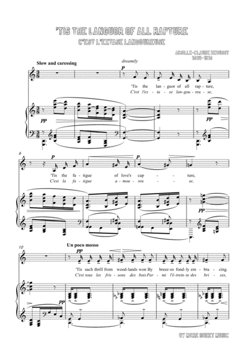 Debussy-'Tis the Languor of all Rapture in C Major,for voice and piano