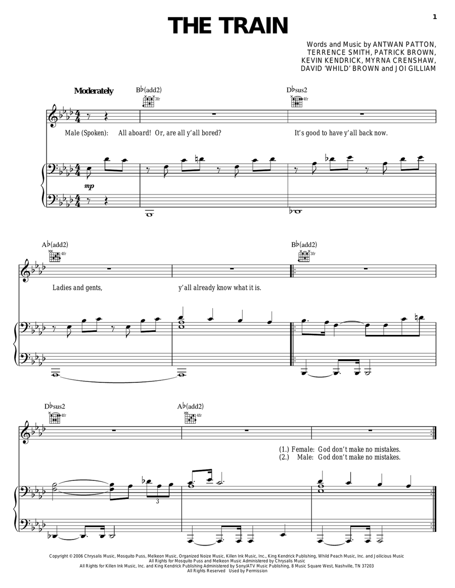 The Train Piano, Vocal, Guitar scores gallery preview page 1
