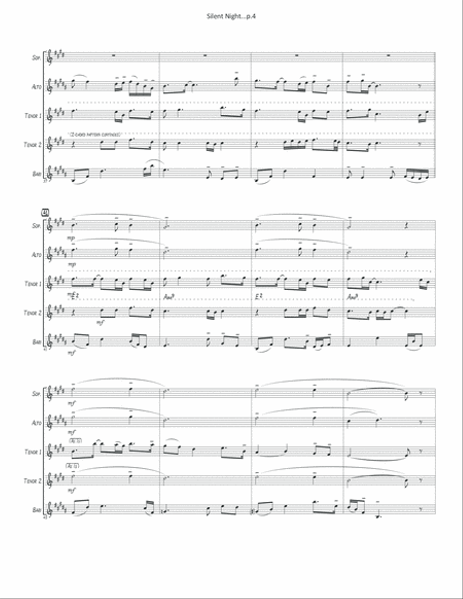 Silent Night - saxophone quintet Saxophone Quintet scores gallery preview page 6