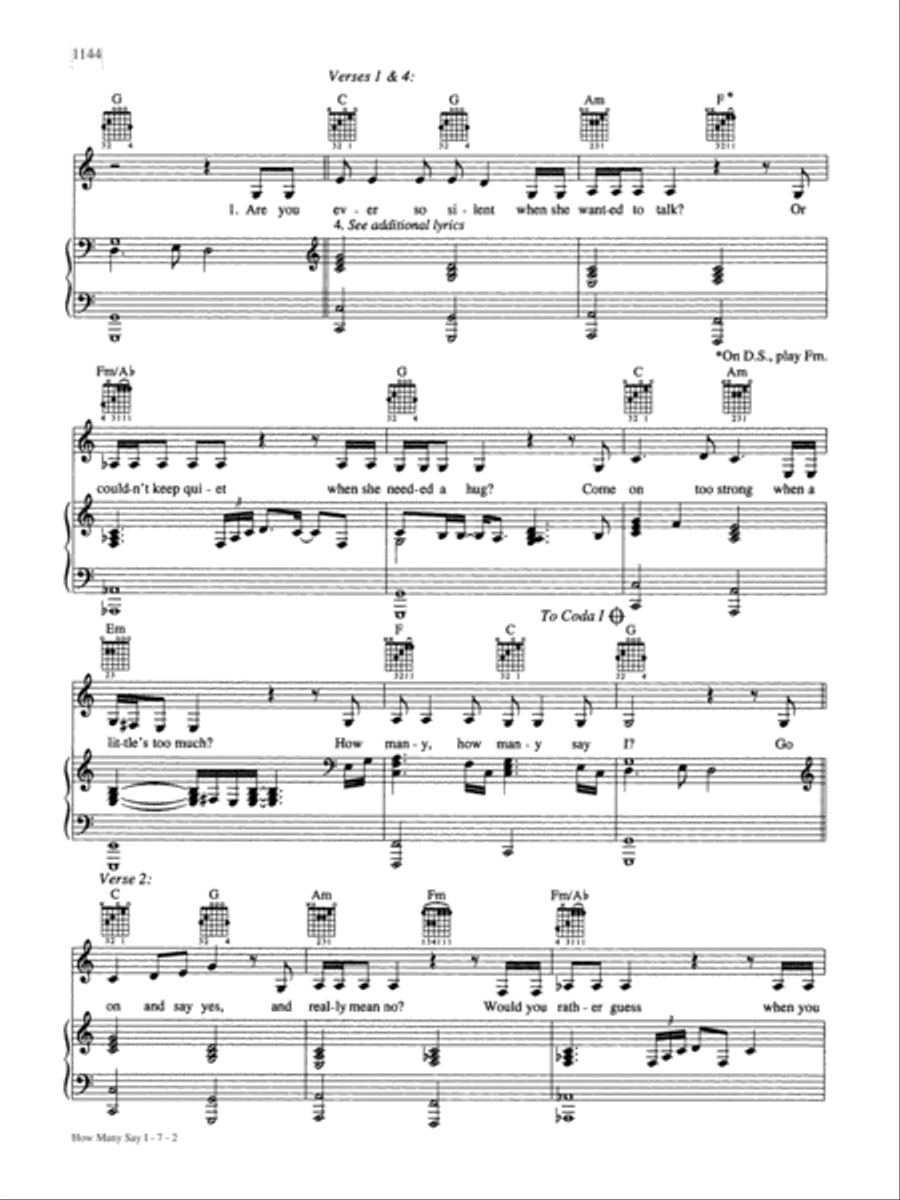 How Many Say I Piano, Vocal, Guitar scores gallery preview page 2