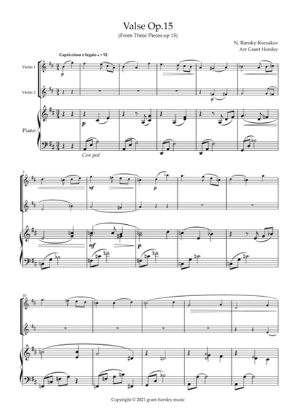 "Valse Op.15" Rimsky- Korsakov- for Violin Duet and Piano. Intermediate image number null