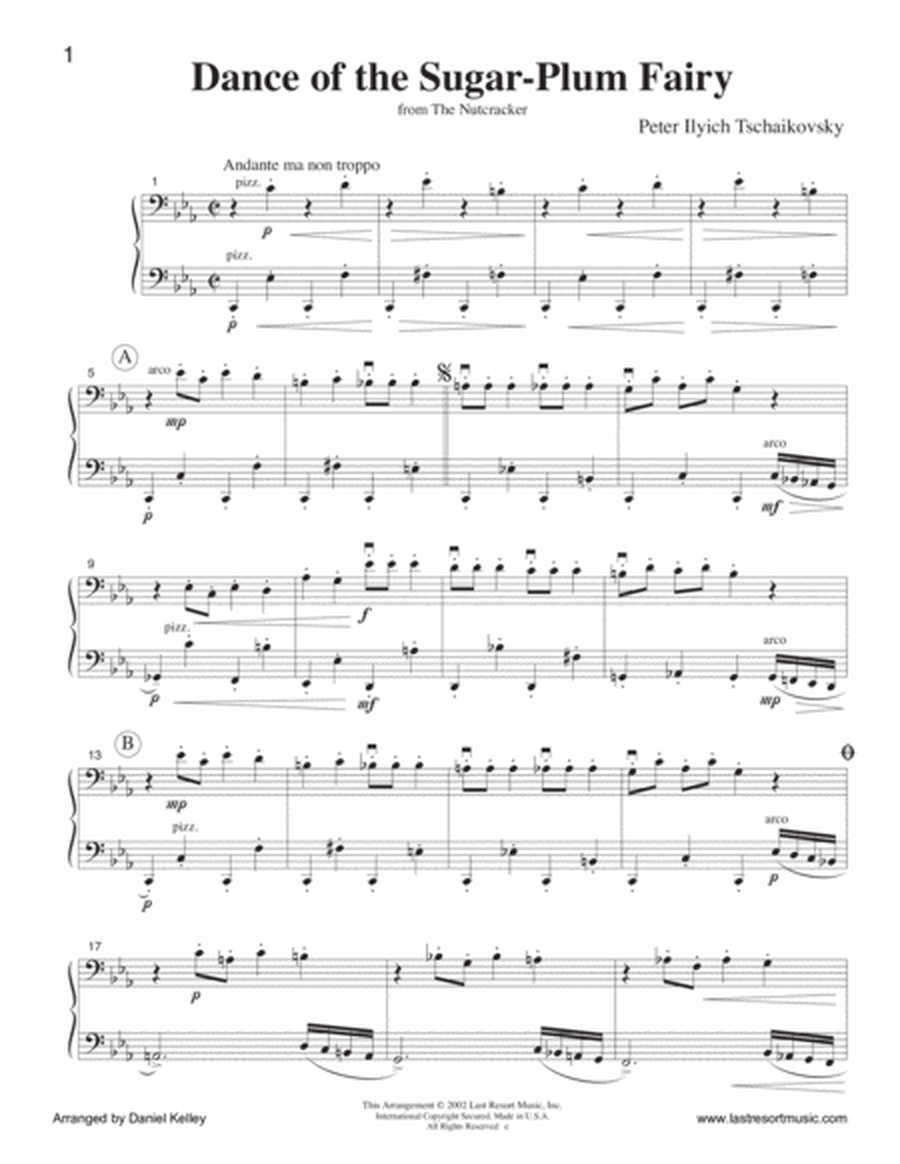 Dance of the Sugar Plum Fairy from the Nutcracker for Cello Duet, Bassoon Duet or Cello and Bassoon