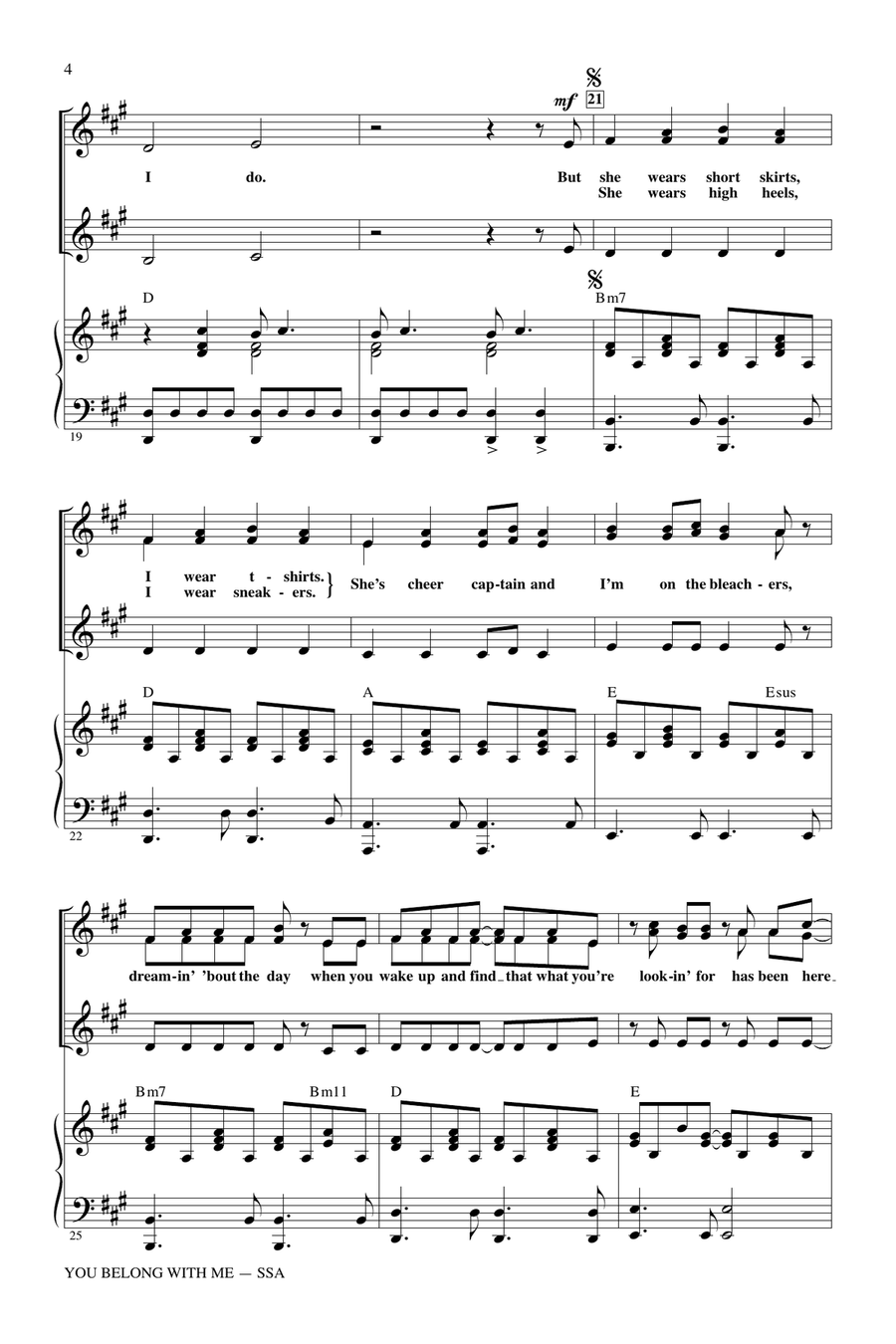 You Belong With Me SSA scores gallery preview page 3