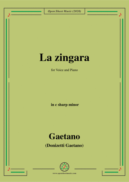 Donizetti-La Zingara,in c sharp minor,for Voice and Piano