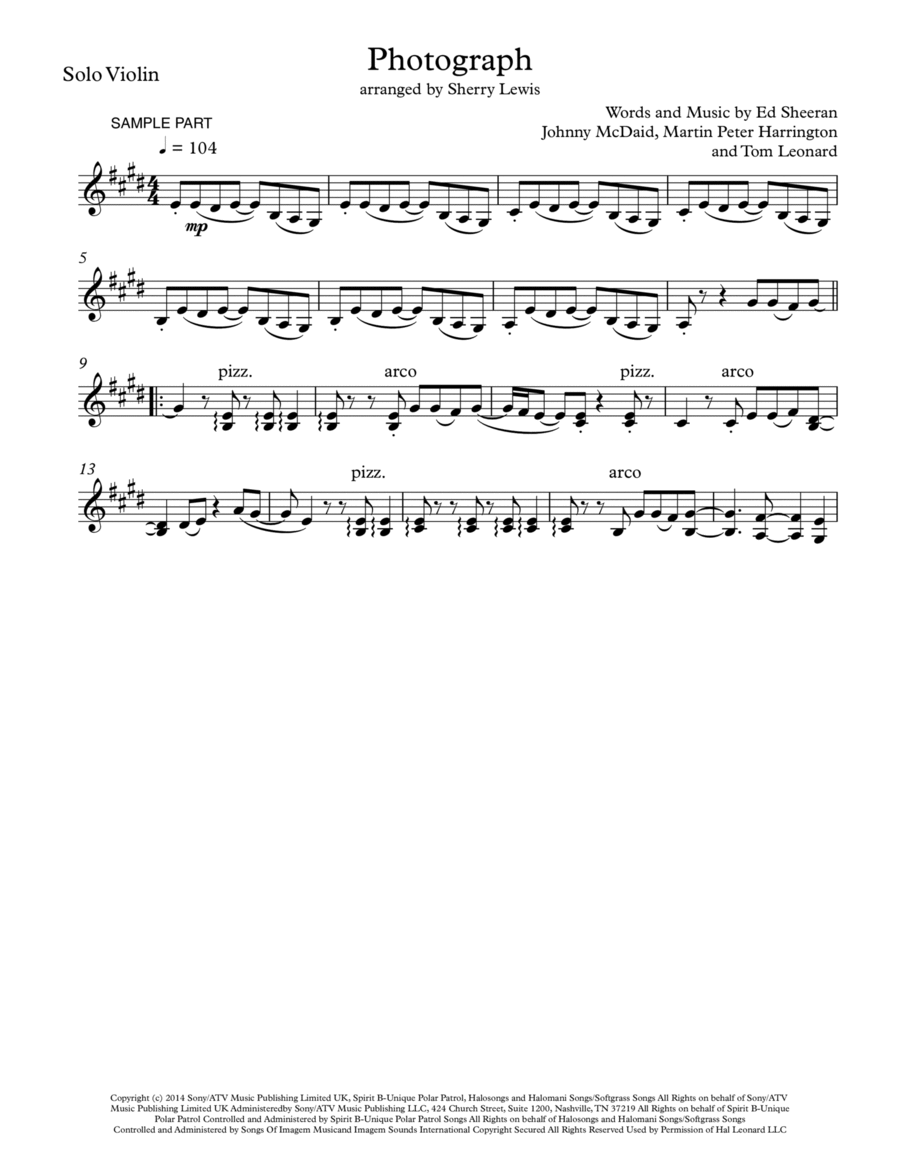Photograph Violin Solo scores gallery preview page 1
