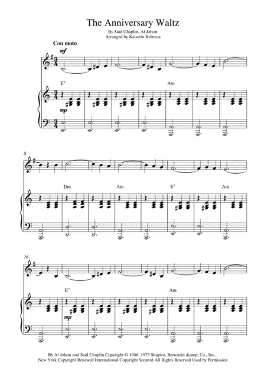 The Anniversary Waltz The Anniversary Waltz Horn scores gallery preview page 1