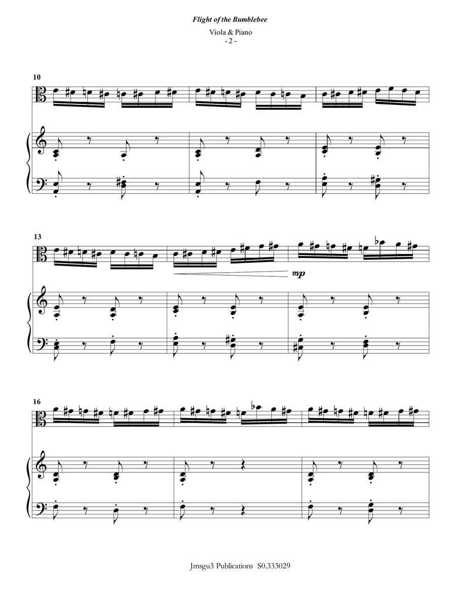 Korsakov: Flight of the Bumblebee for Viola & Piano Viola scores gallery preview page 2