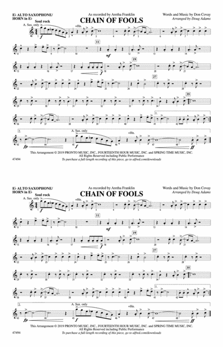 Chain of Fools: E-flat Alto Saxophone