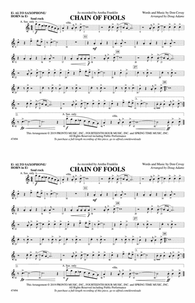 Chain of Fools: E-flat Alto Saxophone