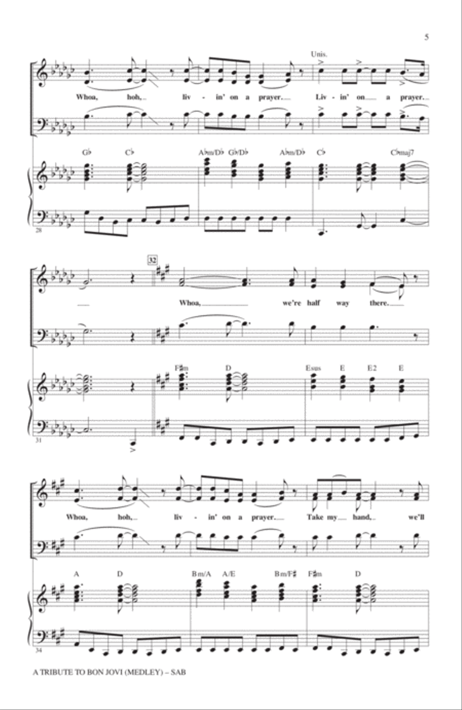 A Tribute To Bon Jovi (Medley) 3-Part scores gallery preview page 4