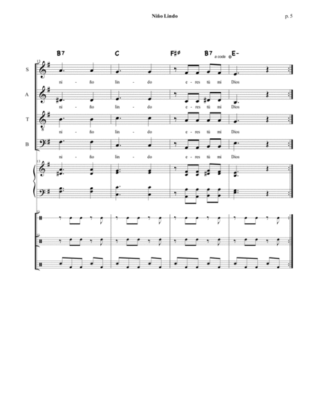 Niño Lindo - Solo Soprano, SATB and optional percussion image number null