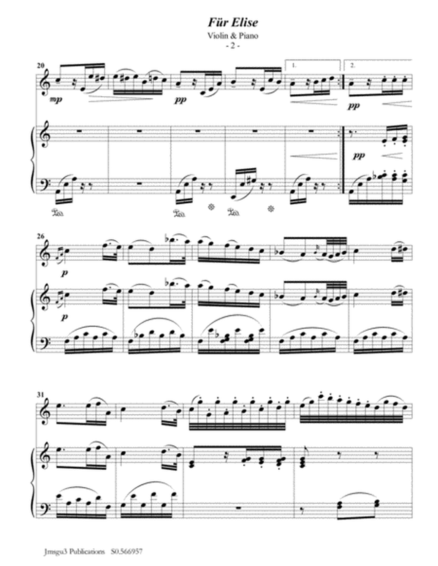 Beethoven: Für Elise for Violin & Piano image number null