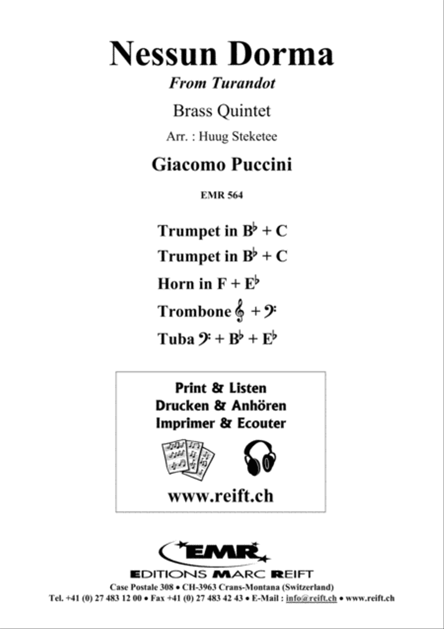 Nessun Dorma Nessun Dorma Brass Quintet scores gallery preview page 2