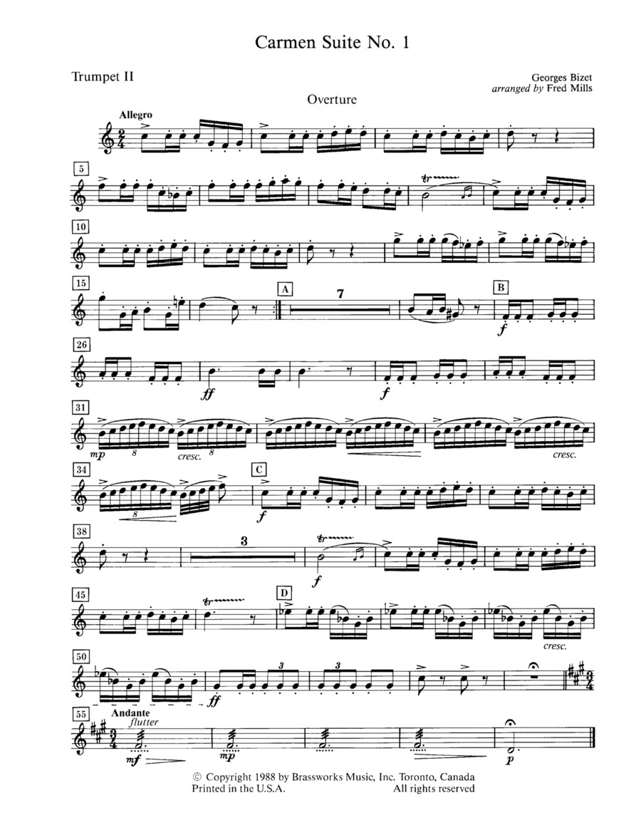Carmen Suite No. 1 - Bb Trumpet 2 (Brass Quintet)