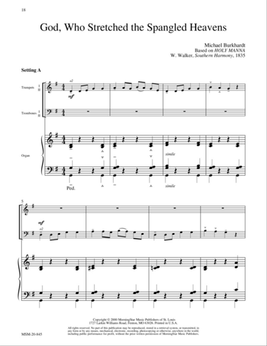 God, Who Stretched the Spangled Heavens (Holy Manna) Choir scores gallery preview page 1