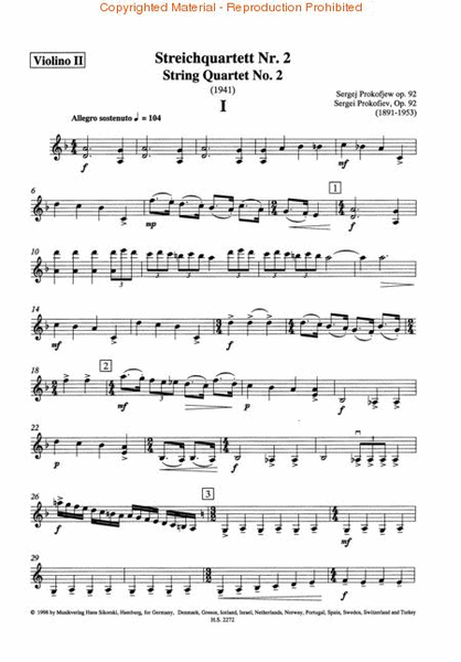 String Quartet No. 2 by Sergei Prokofiev String Quartet - Sheet Music