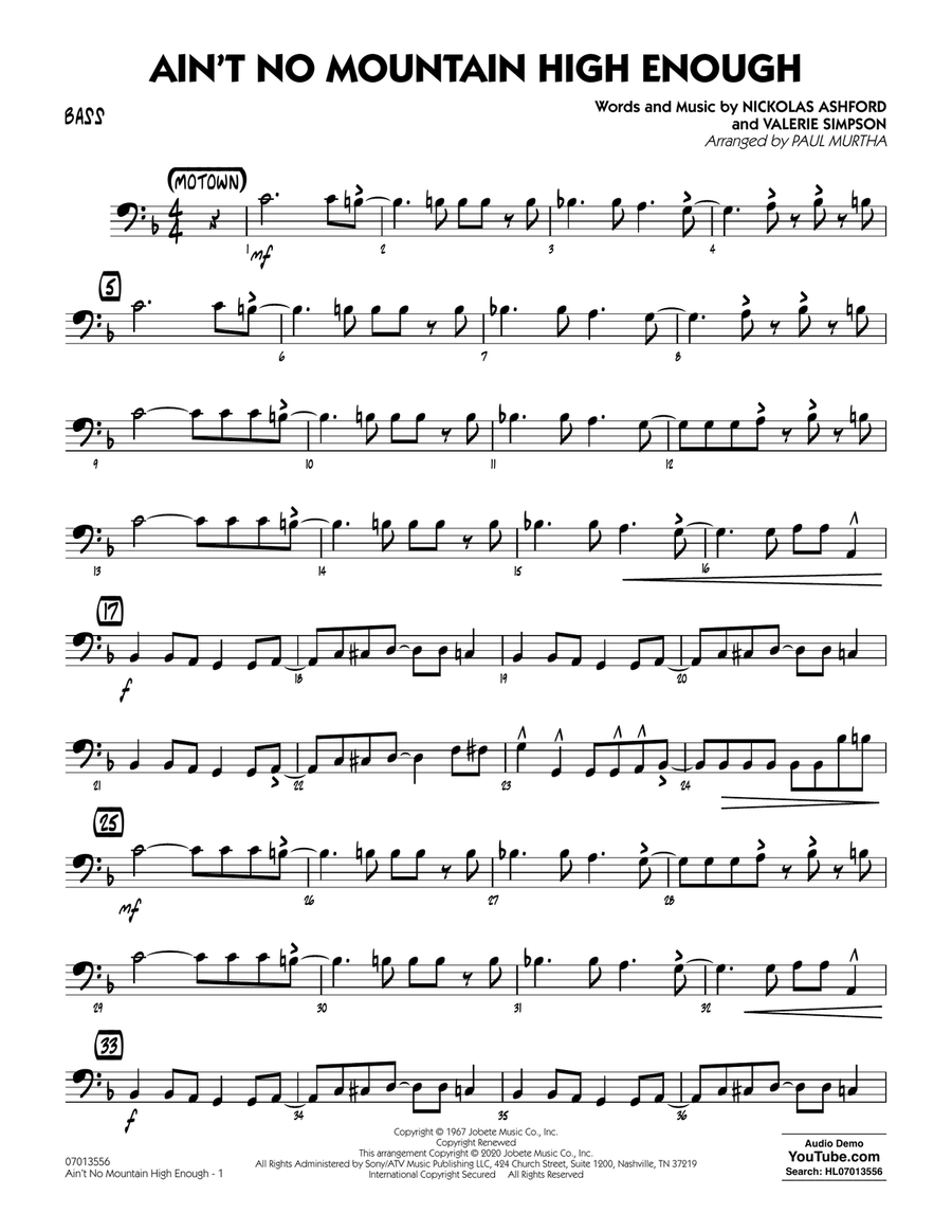 Ain't No Mountain High Enough (arr. Paul Murtha) - Bass Jazz Ensemble scores gallery preview page 1