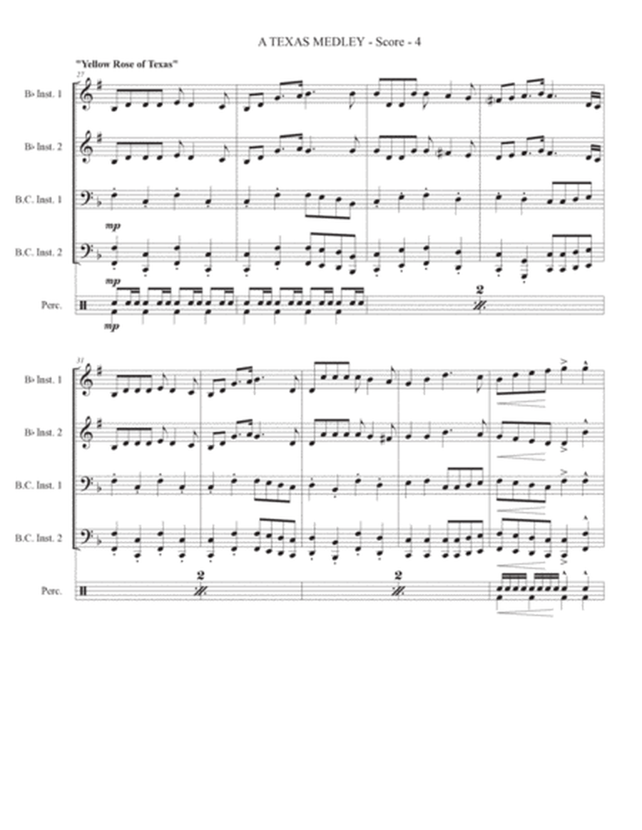 A Medley of Texas Songs for Brass Quartet (Beginner Level) image number null