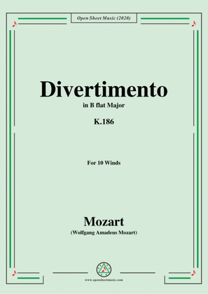 Book cover for Mozart-Divertimento in B flat Major,K.186,for 10 Winds
