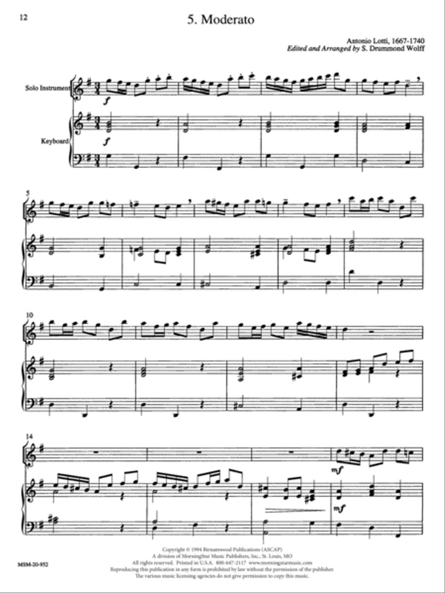 Moderato (from Sonata in G for Flute) Flute scores gallery preview page 1