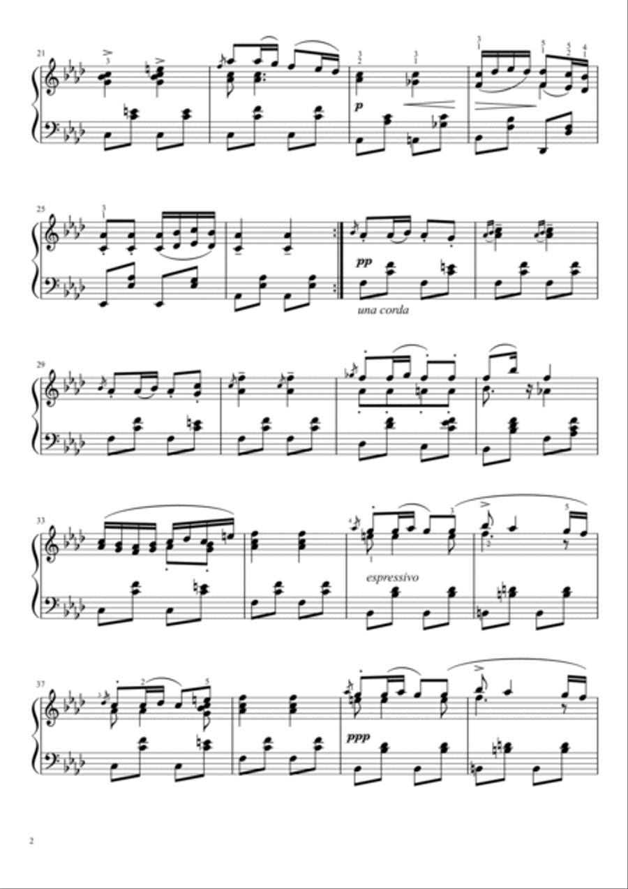 Schubert Moments Musicaux in F Minor - D. 780 No. 3 (Op.94 No. 3) - Original With Fingered Piano Solo scores gallery preview page 2