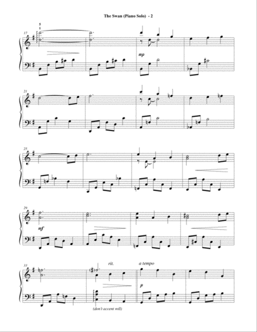 The Swan Piano Solo scores gallery preview page 2