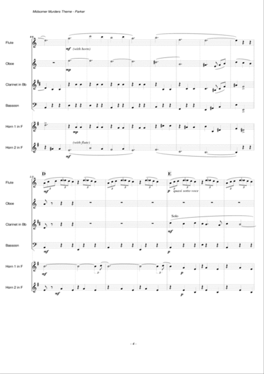 Midsomer Murders (main Title/cues) Woodwind Ensemble scores gallery preview page 5