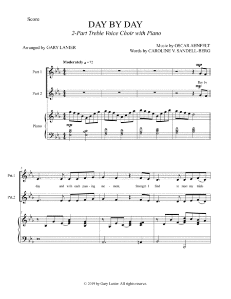 DAY BY DAY (2-Part Treble Voice Choir with Piano - Score & Choir Part included) image number null