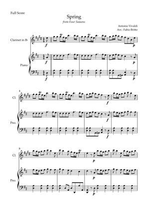 Spring (from Four Seasons of Antonio Vivaldi) for Clarinet in Bb Solo and Piano Accompaniment