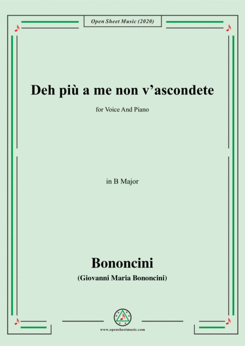 Bononcini,G.M.-Deh più a me non v'ascondete,in B Major,for Voice and Piano